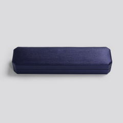 High Repurchasing Rate Long Bracelet Boxes PU Leather Jewellery Packaging Box Blue Jewelry Box with Custom Logo