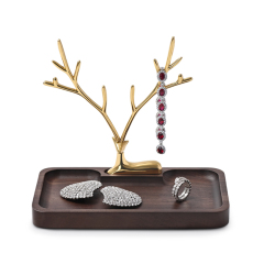 Fanxi Customized Wooden Jewelry Stand Luxury Jewellery Packaging Holder Watch Bangle Earring Storage Stand Gold Deer Shape Jewelry Display