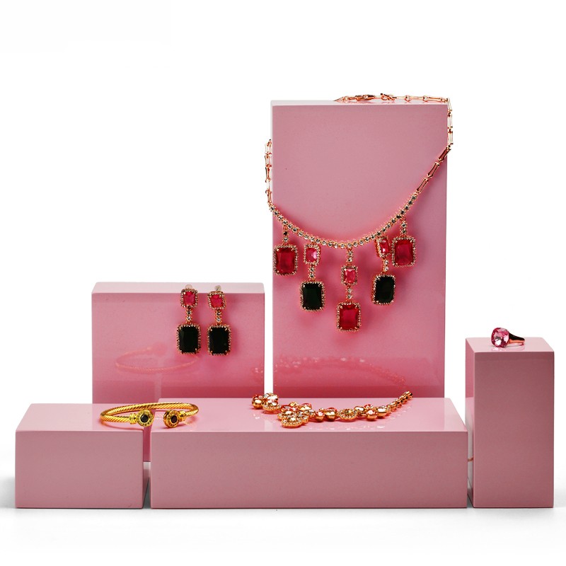 Fanxi New Arrival Jewelry Display Stands Baking Wood Luxury Ring Earring Necklace Shop Window Display Showcase Holder