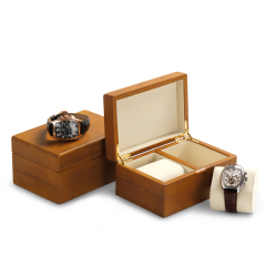 FANXI Custom Wood Travel Jewelry Cases With Microfiber Cushion For 2 Bangle Bracelet Display Solid Wood Luxury Storage Watch Box