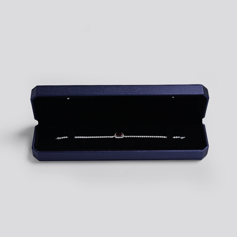 High Repurchasing Rate Long Bracelet Boxes PU Leather Jewellery Packaging Box Blue Jewelry Box with Custom Logo