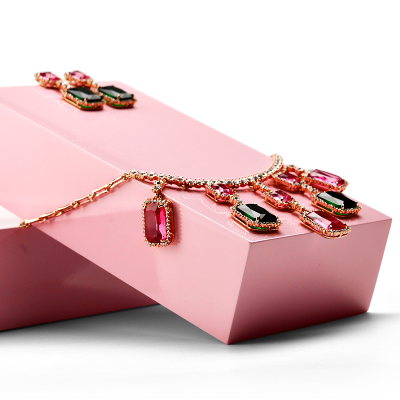 Fanxi New Arrival Jewelry Display Stands Baking Wood Luxury Ring Earring Necklace Shop Window Display Showcase Holder