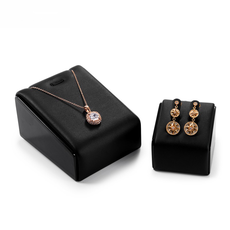 Fanxi Wholesale Jewelry Display Solid Wood Jewelry Display Sets Leather Jewelry Display Stand For Ring Earring Pendant Bangle