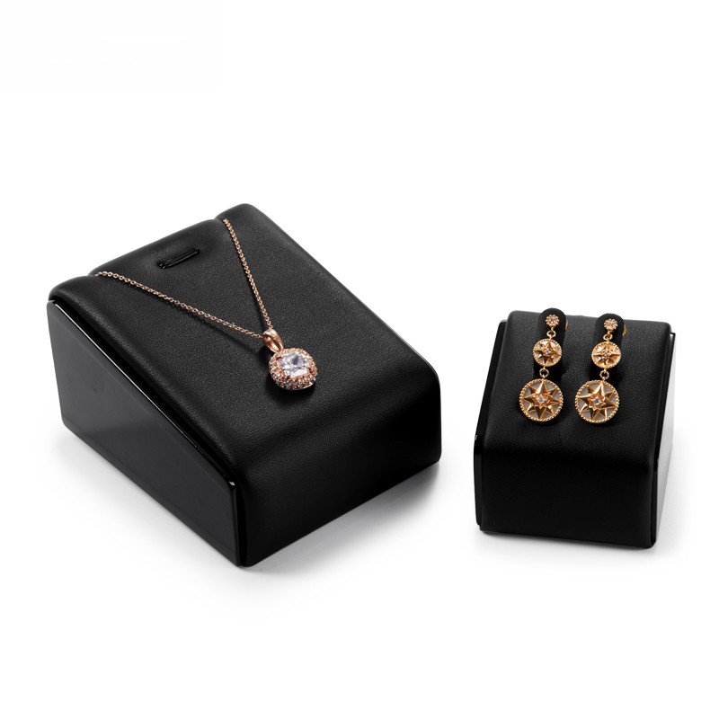 Fanxi Wholesale Jewelry Display Solid Wood Jewelry Display Sets Leather Jewelry Display Stand For Ring Earring Pendant Bangle