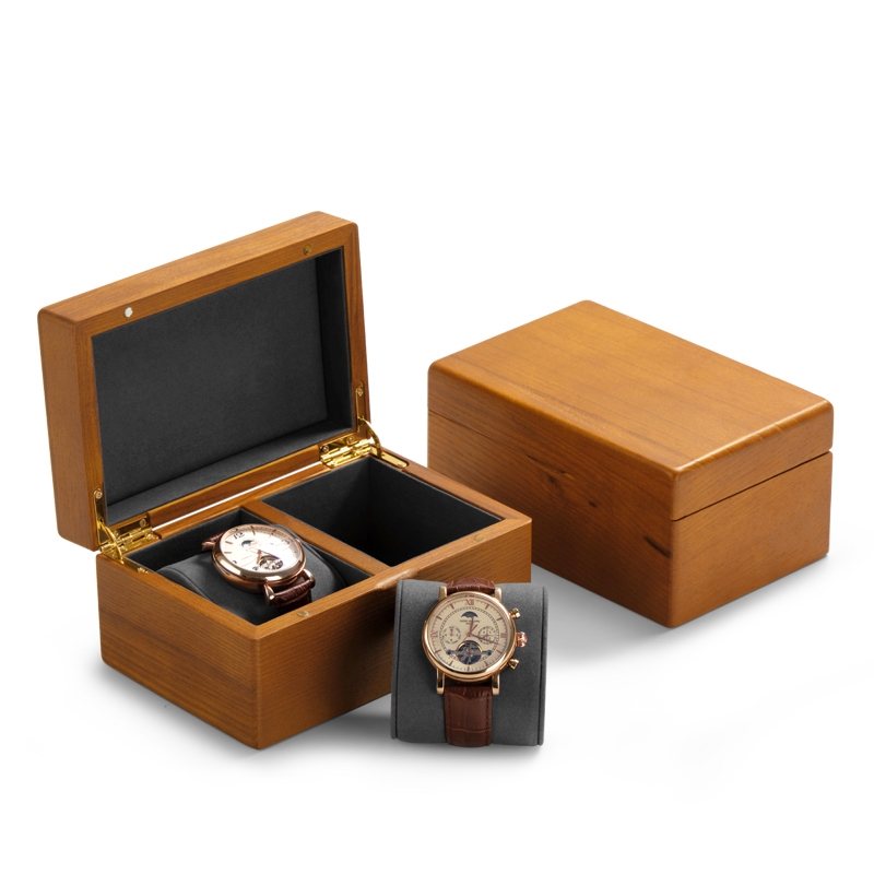 FANXI Custom Wood Travel Jewelry Cases With Microfiber Cushion For 2 Bangle Bracelet Display Solid Wood Luxury Storage Watch Box