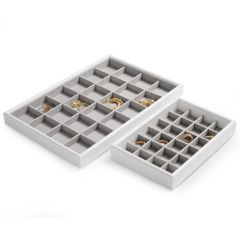 FANXI Classic Grey Custom Jewelry Tray Glossy Paint and Pearl Fleece Earring Ring Display Jewellry Plate For Exihibition