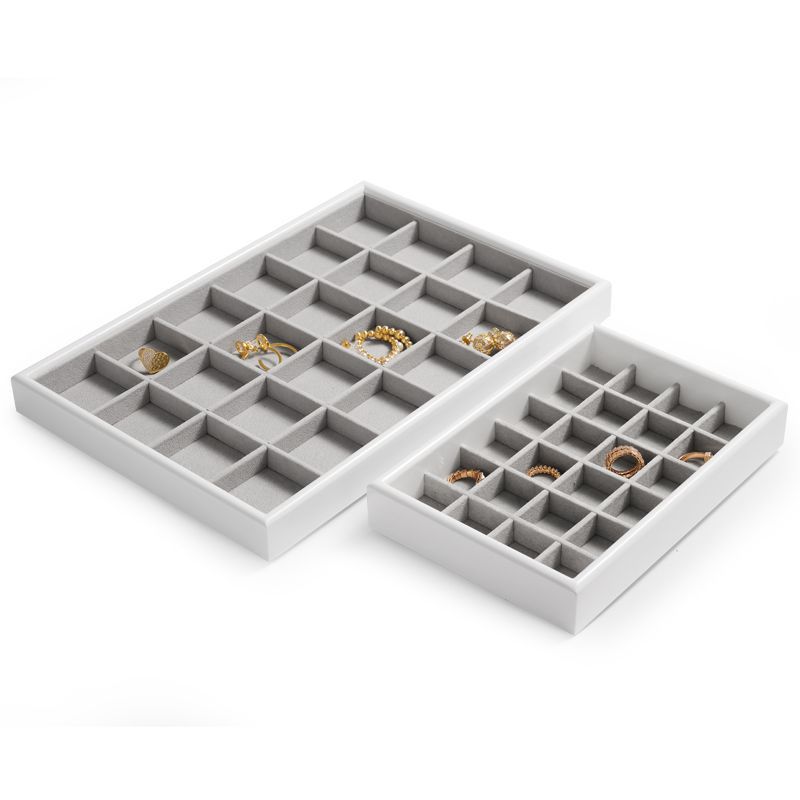 FANXI Classic Grey Custom Jewelry Tray Glossy Paint and Pearl Fleece Earring Ring Display Jewellry Plate For Exihibition