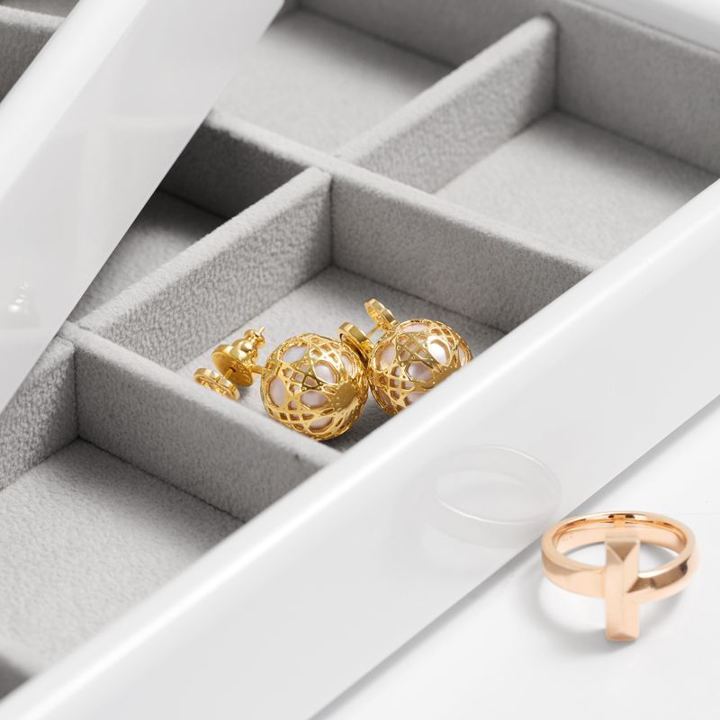 FANXI Classic Grey Custom Jewelry Tray Glossy Paint and Pearl Fleece Earring Ring Display Jewellry Plate For Exihibition