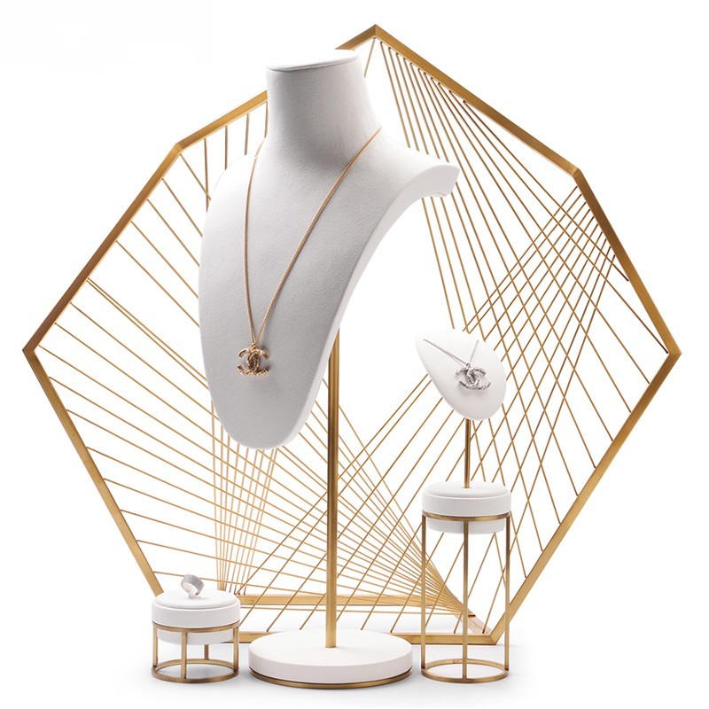 Fanxi Factory Jewelry Metal Rack Display Set Handmade Jewelry Mannequin Jewelry Display Stand For Necklace Earring Ring Display