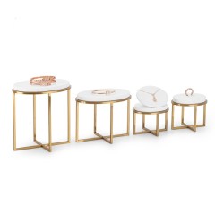 Fanxi New Arrival Jewelry Metal Display With White Pu Leather For Ring Earring Pendant Necklace Showcase Jewelry Stands