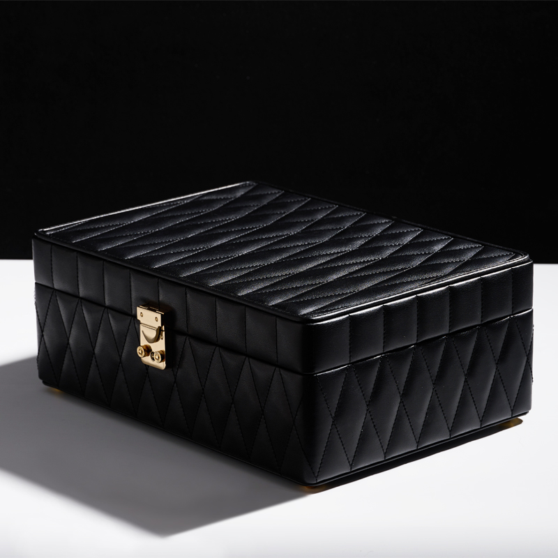 2023 New Custom Jewellery Cases Jewelry Travel Case Outside PU Leather Inside Velvet