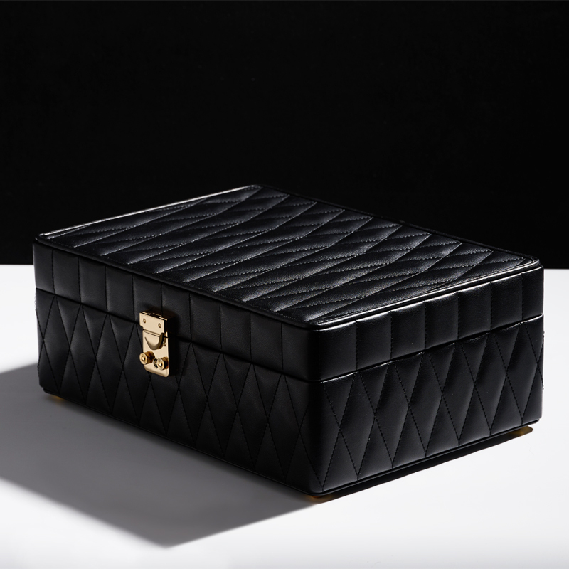 2023 New Custom Jewellery Cases Jewelry Travel Case Outside PU Leather Inside Velvet