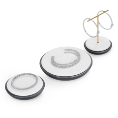 Fanxi New Arrival Jewelry Display Stands Microfi And Metal Luxury Ring Earring Necklace Shop Window Display Showcase Set