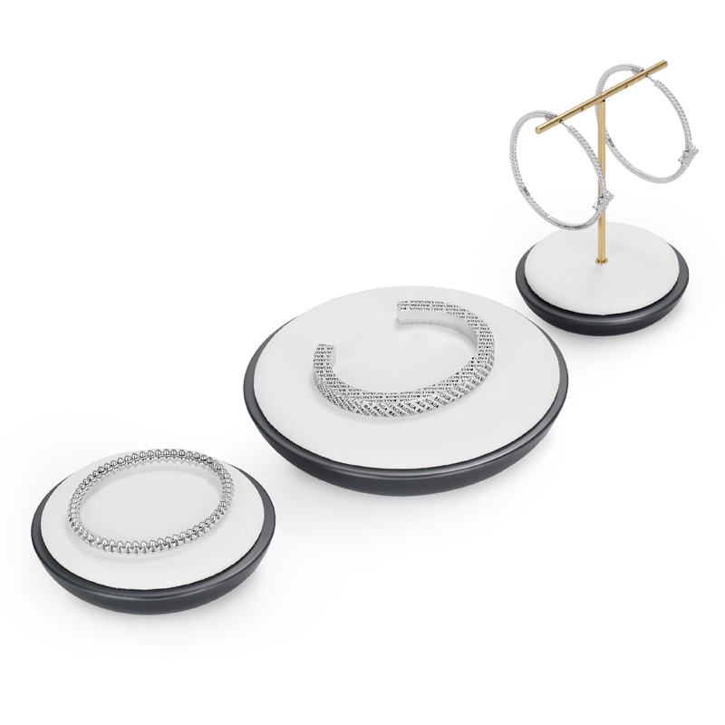 Fanxi New Arrival Jewelry Display Stands Microfi And Metal Luxury Ring Earring Necklace Shop Window Display Showcase Set