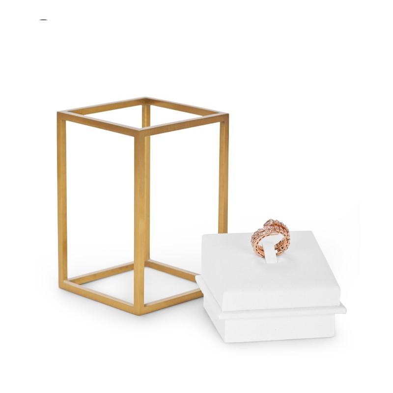 Fanxi New Arrival Jewelry Metal Display With White Pu Leather For Ring Earring Pendant Necklace Showcase Jewelry Stands