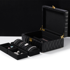 2023 New Custom Jewellery Cases Jewelry Travel Case Outside PU Leather Inside Velvet