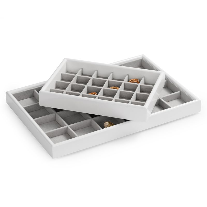 FANXI Classic Grey Custom Jewelry Tray Glossy Paint and Pearl Fleece Earring Ring Display Jewellry Plate For Exihibition