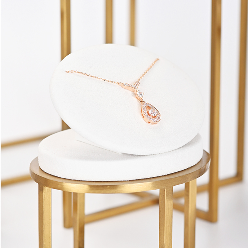 Fanxi New Arrival Jewelry Metal Display With White Pu Leather For Ring Earring Pendant Necklace Showcase Jewelry Stands