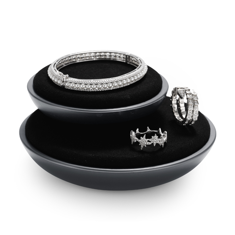 Fanxi New Arrival Jewelry Display Stands Microfi And Metal Luxury Ring Earring Necklace Shop Window Display Showcase Set