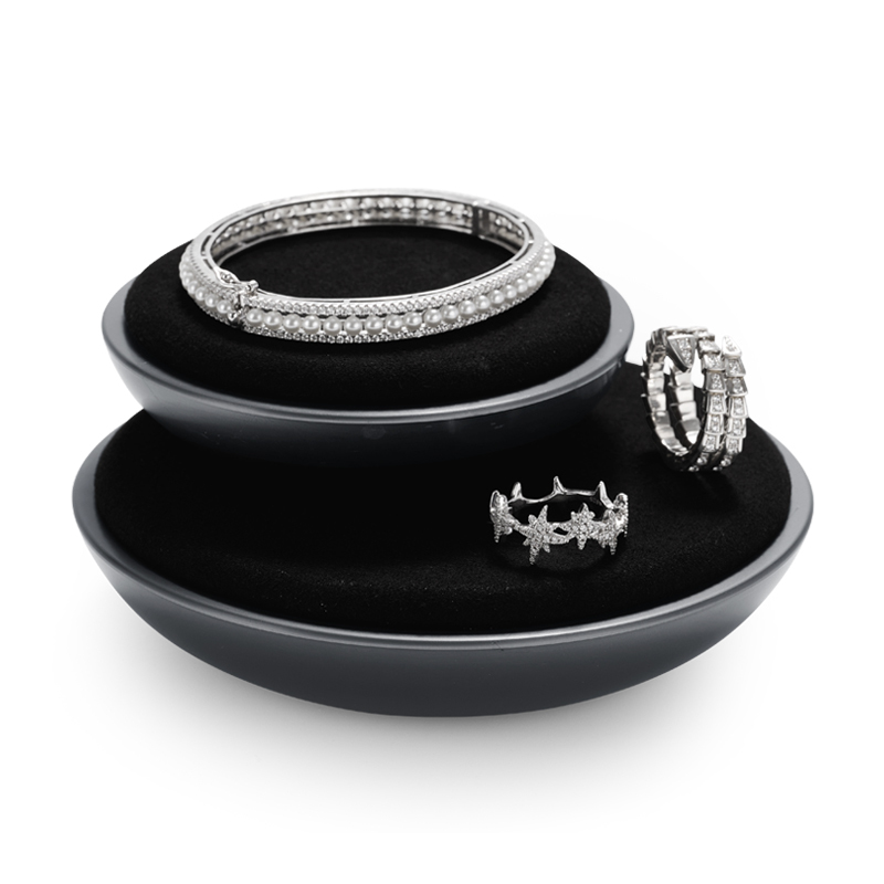 Fanxi New Arrival Jewelry Display Stands Microfi And Metal Luxury Ring Earring Necklace Shop Window Display Showcase Set