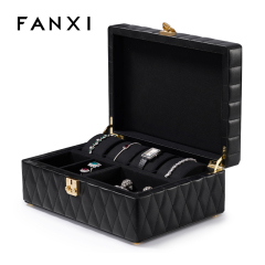 2023 New Custom Jewellery Cases Jewelry Travel Case Outside PU Leather Inside Velvet