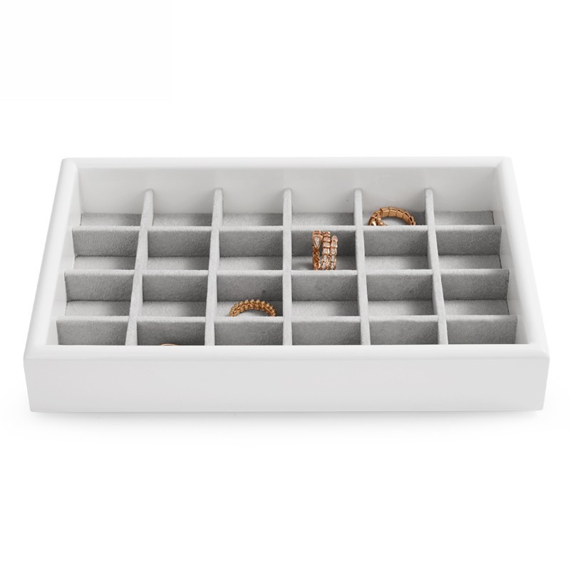 FANXI Classic Grey Custom Jewelry Tray Glossy Paint and Pearl Fleece Earring Ring Display Jewellry Plate For Exihibition