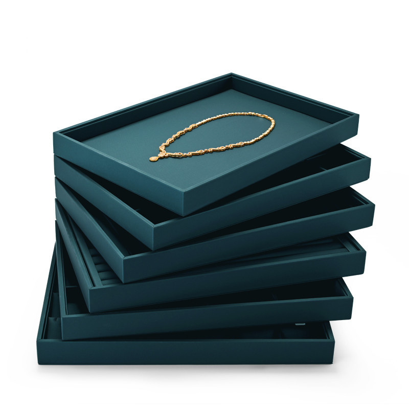 Fanxi Luxury PU Leather Jewelry Display Tray for Ring Pedant Bangle Necklace