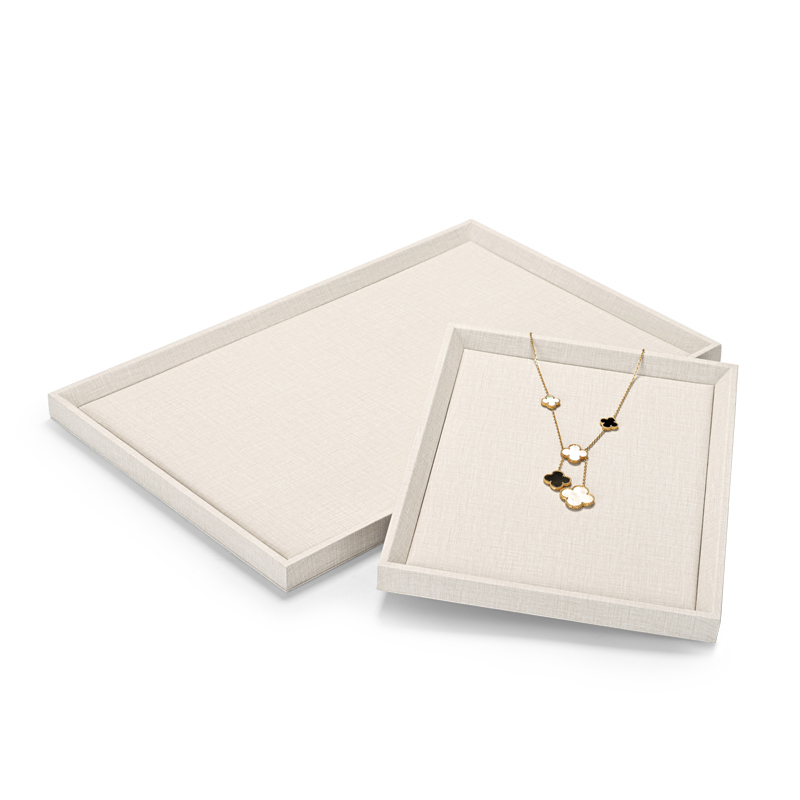 Fanxi China New Arrivals Elegant Texture Pu Leather Jewellery Trays For Ring Earring Necklace Jewelry Display Showcase Plates