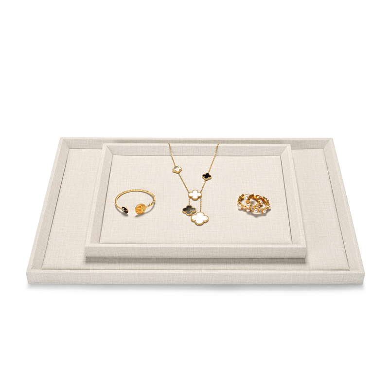 Fanxi China New Arrivals Elegant Texture Pu Leather Jewellery Trays For Ring Earring Necklace Jewelry Display Showcase Plates