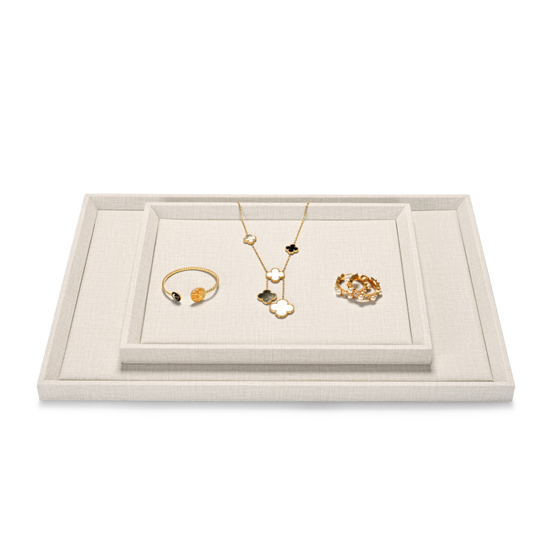 Fanxi China New Arrivals Elegant Texture Pu Leather Jewellery Trays For Ring Earring Necklace Jewelry Display Showcase Plates