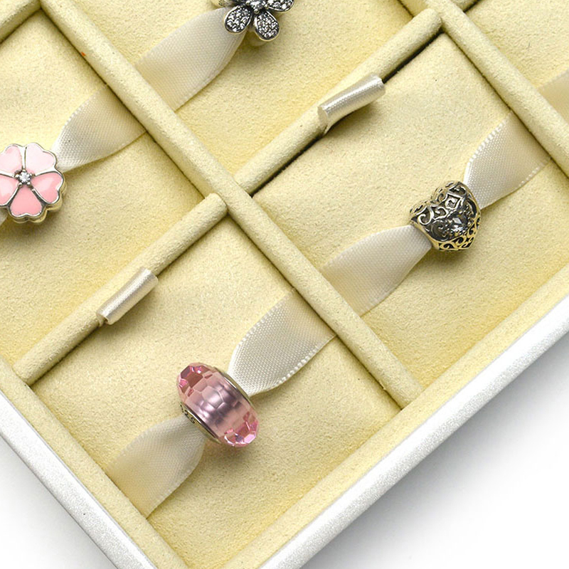 Fanxi Wholesale Custom Jewelry Display Show Case Wooden White Paint Jewelry Tray Creamy White Jewelry Bead Display Trays
