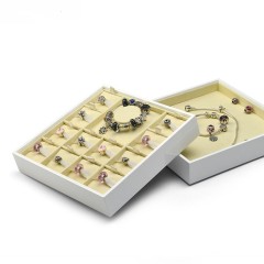 Fanxi Wholesale Custom Jewelry Display Show Case Wooden White Paint Jewelry Tray Creamy White Jewelry Bead Display Trays