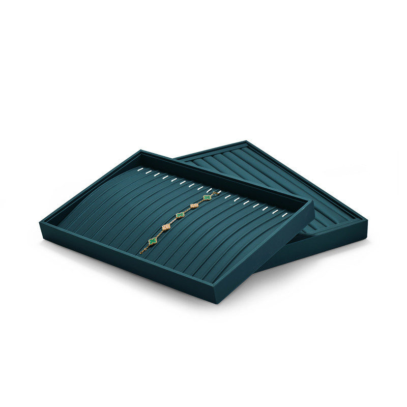 Fanxi Luxury PU Leather Jewelry Display Tray for Ring Pedant Bangle Necklace