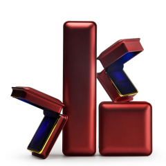 FANXI Red Touching Rubber Paint Jewellery Packaging Box With Metal Golden Rim For Ring Necklace Bracelet Luxury LED Jewelry Box