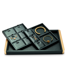 Fanxi Fashion Green Pu Leather Tray For Earring Ring Pendant Necklace Jewelry Free Combine Display Tray