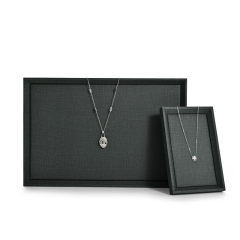 Fanxi OEM Custom Wholesale Classic Dark Grey Pu Leather Jewelry Displays Ring Earrings Pendant Bangle Necklace Jewelry Trays