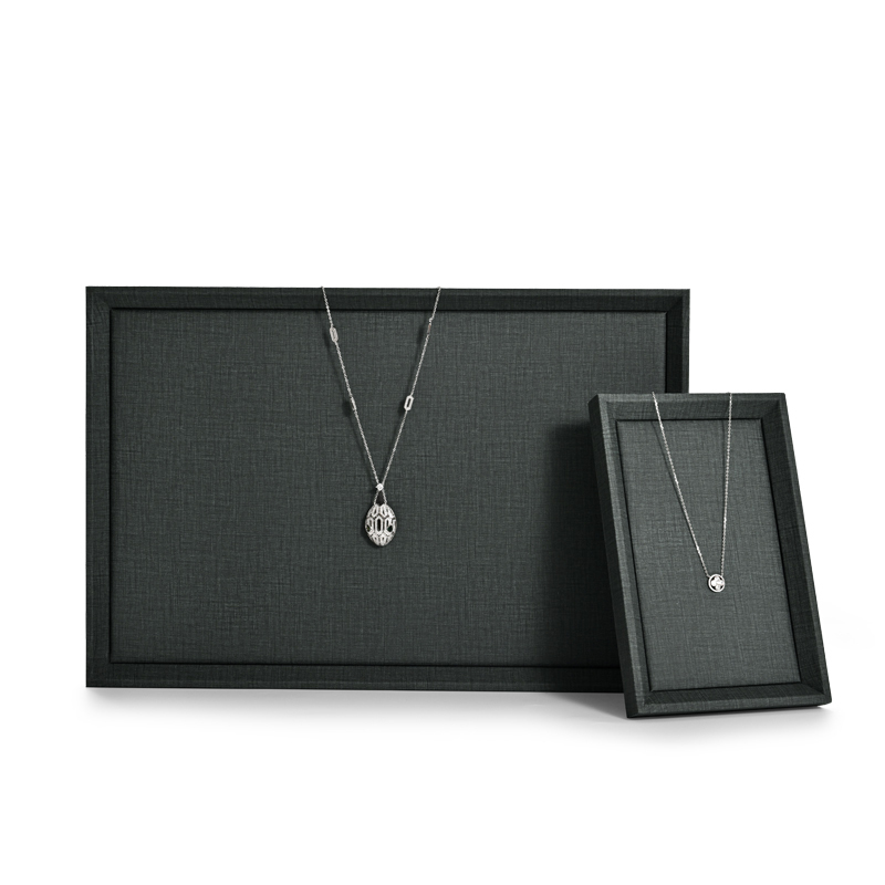 Fanxi OEM Custom Wholesale Classic Dark Grey Pu Leather Jewelry Displays Ring Earrings Pendant Bangle Necklace Jewelry Trays