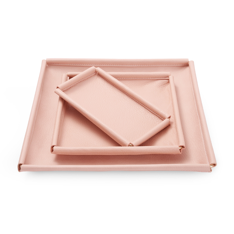Fanxi China Custom New Arrival Pink Pu Leather Jewelry Displays Ring Earrings Necklace Bracelet Jewelry Show Trays