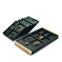 Fanxi Fashion Green Pu Leather Tray For Earring Ring Pendant Necklace Jewelry Free Combine Display Tray