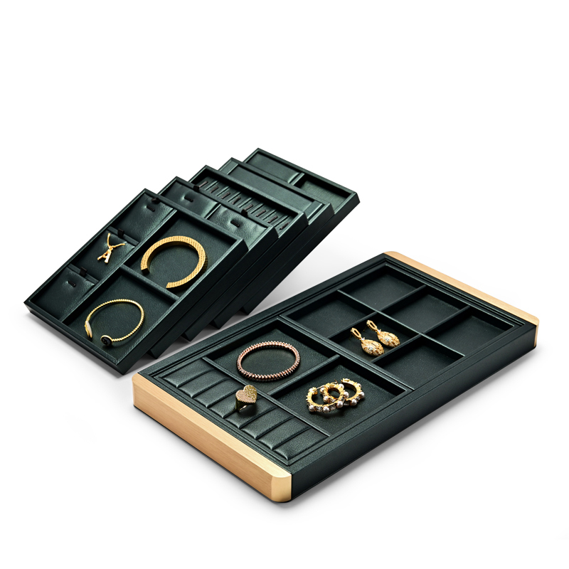 Fanxi Fashion Green Pu Leather Tray For Earring Ring Pendant Necklace Jewelry Free Combine Display Tray