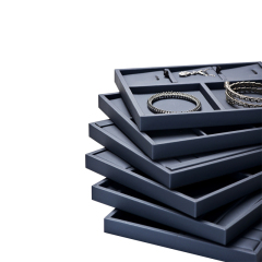 Fanxi Fashion Luxury Blue Color Pu Leather Jewelry Free Combine Display Tray for Ring Necklace