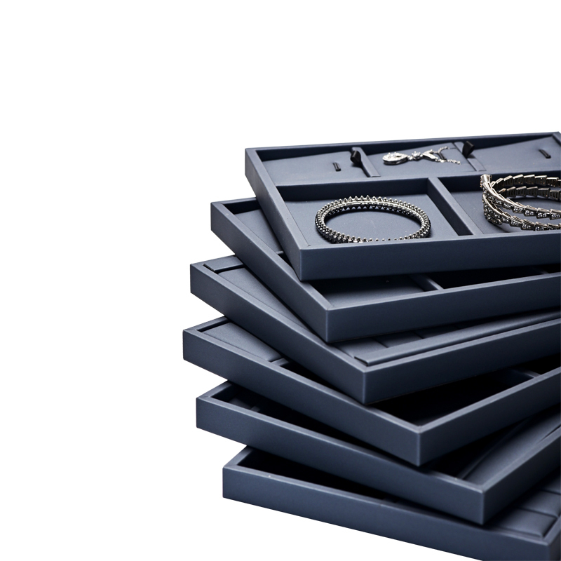 Fanxi Fashion Luxury Blue Color Pu Leather Jewelry Free Combine Display Tray for Ring Necklace