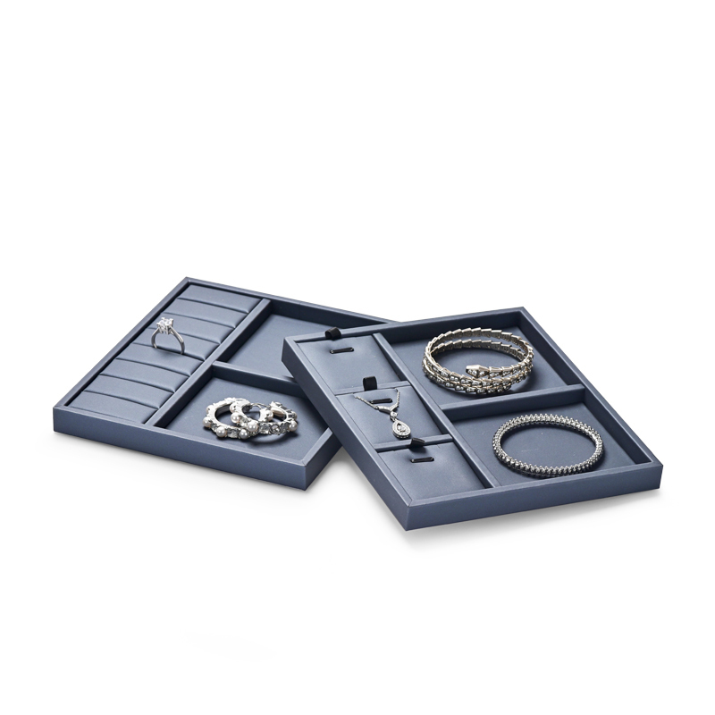 Fanxi Fashion Luxury Blue Color Pu Leather Jewelry Free Combine Display Tray for Ring Necklace