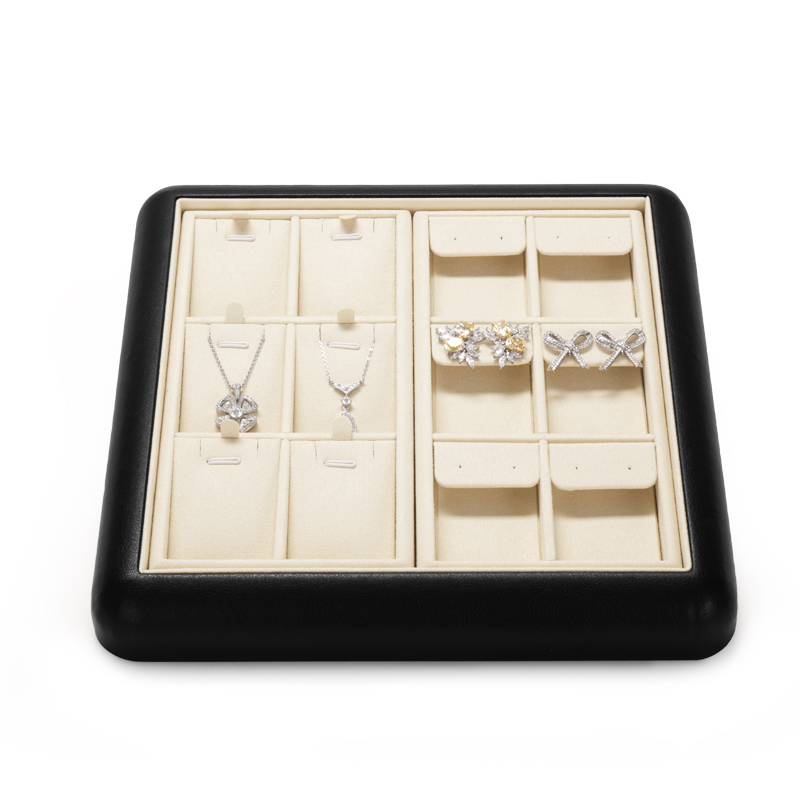 Fanxi New Luxury Pu Leather Microfiber Jewelry Display Tray For Ring Pendant Bangle Necklace