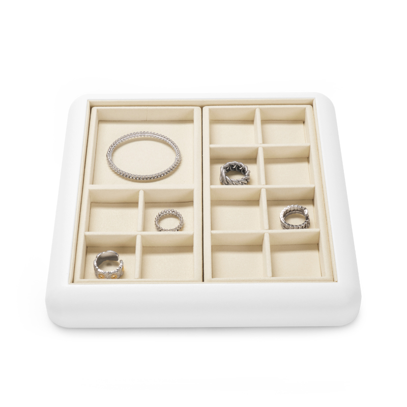 Fanxi New Luxury Pu Leather Microfiber Jewelry Display Tray For Ring Pendant Bangle Necklace
