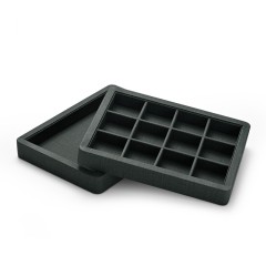 Fanxi Custom Logo Gray And Black Jewellery Display Tray For Ring Earrings Necklace Bracelet Pu Leather Jewelry Exhibitor Tray