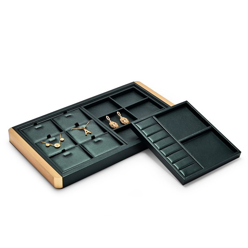 Fanxi Fashion Green Pu Leather Tray For Earring Ring Pendant Necklace Jewelry Free Combine Display Tray