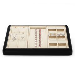 Fanxi New Luxury Pu Leather Microfiber Jewelry Display Tray For Ring Pendant Bangle Necklace