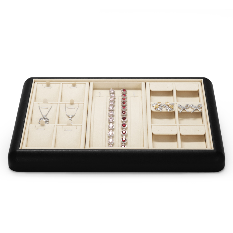 Fanxi New Luxury Pu Leather Microfiber Jewelry Display Tray For Ring Pendant Bangle Necklace