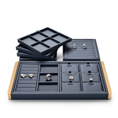 Fanxi Fashion Luxury Blue Color Pu Leather Jewelry Free Combine Display Tray for Ring Necklace